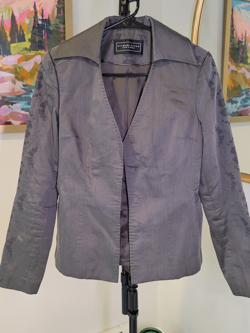 Vintage RICHARD TYLER COUTURE Wool Blend Blazer Jacket Silk Lining Size 4